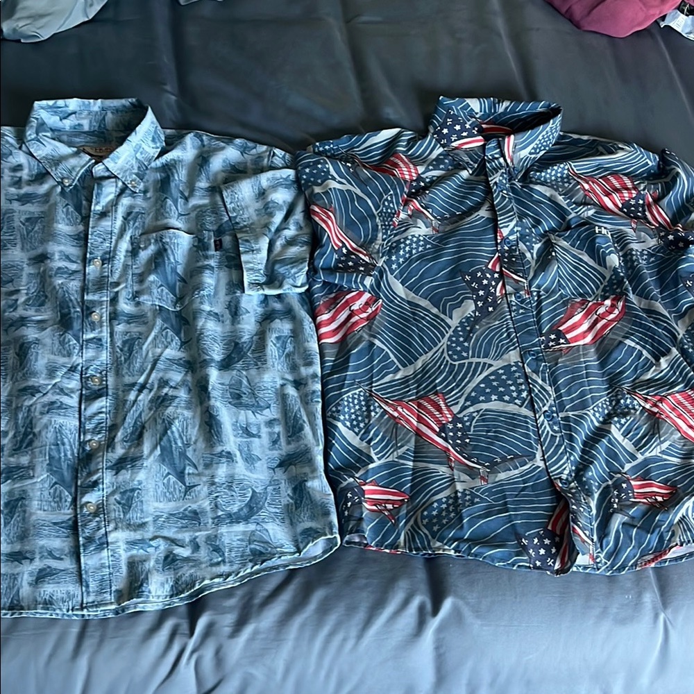 Huk Blue and Red Casual Button Down Shirts